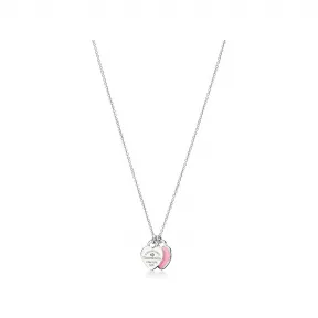 蒂芙尼/Tiffany Tiffany™ 系列纯银镶钻粉色 Double Heart Tag 项链，迷你号