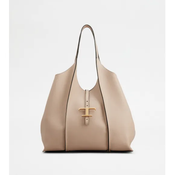 托德斯/Tod's Woman BEIGE T Timeless Shopping Bag in Leather Medium XBWTSBA0300Q8EPZC219