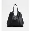 托德斯/Tod's Woman BLACK T Timeless Shopping Bag in Leather Medium XBWTSBA0300XPVPZB999