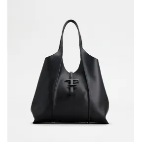 托德斯/Tod's Woman BLACK T Timeless Shopping Bag in Leather Medium XBWTSBA0300XPVPZB999
