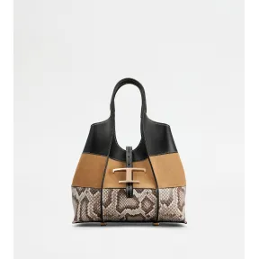 托德斯/Tod's Woman MULTICOLOUR T Timeless Shopping Bag in Leather Mini XBWTSBAT100S9ZPZ6O68