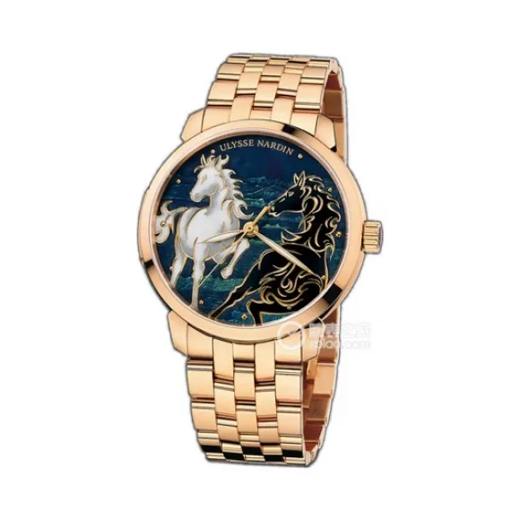 雅典/Ulysse Nardin 鎏金系列 18k玫瑰金 自动机械 男表 8156-111-8-CHEVAL