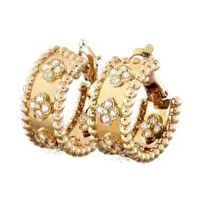 梵克雅宝/Van Cleef & Arpels Perlée四叶幸运图案环形耳环 - VCARO3YE00