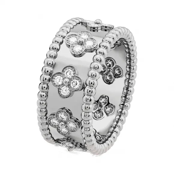 梵克雅宝/Van Cleef & Arpels Perlée四叶幸运图案戒指 中号款式 - VCARO9LP00