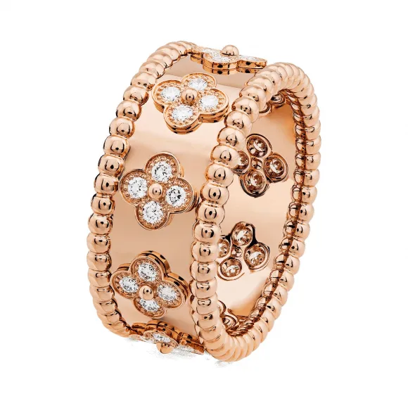 梵克雅宝/Van Cleef & Arpels Perlée四叶幸运图案戒指 小号款式 - VCARO9NB00
