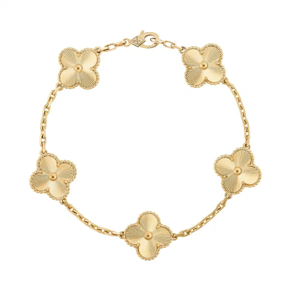 梵克雅宝/Van Cleef & Arpels Vintage Alhambra手链 5枚四叶幸运图案 - VCARP3JK00