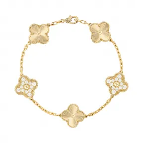梵克雅宝/Van Cleef & Arpels Vintage Alhambra手链 5枚四叶幸运图案 - VCARP4KN00