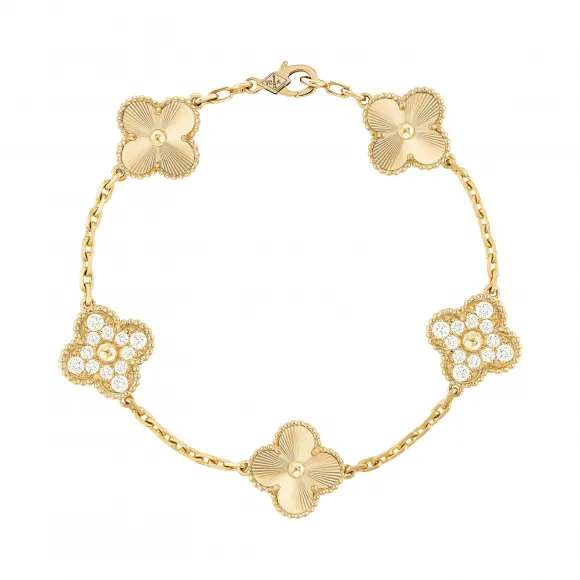 梵克雅宝/Van Cleef & Arpels Vintage Alhambra手链 5枚四叶幸运图案 - VCARP4KN00