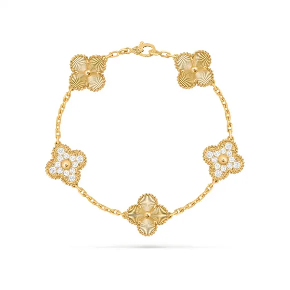 梵克雅宝/Van Cleef & Arpels Vintage Alhambra手链 5枚四叶幸运图案 - VCARP4KN00