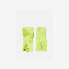 范思哲Versace 女士绿色刺绣蕾丝连指手套 1010121-1A07784-1Y870