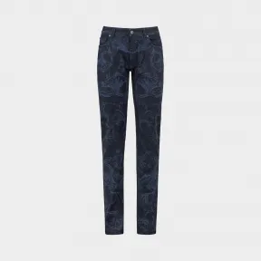 范思哲/Versace 巴洛克印花修身牛仔裤 - 蓝 裤装&牛仔裤 A69903-A219207_A812