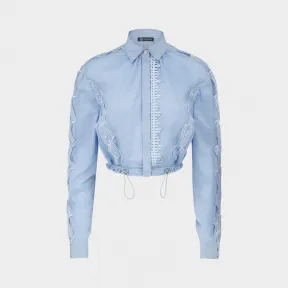 范思哲/Versace 府绸蕾丝缀饰上衣 - 蓝 衬衫&上衣 A76757-A221873_A1363