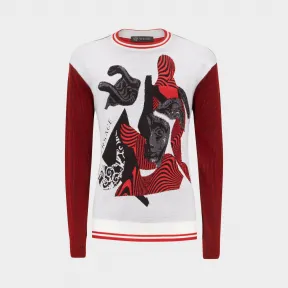 范思哲/Versace 光学美杜莎拼贴针织上衣 - 红 针织衫 A77102-A222430_A051