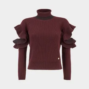 范思哲/Versace 褶饰开口针织上衣 - 红 针织衫 A77252-A222587_A1277