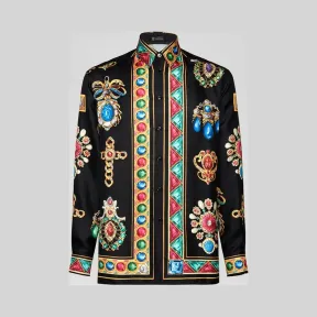 范思哲/Versace Pierres Grandes印花桑蚕丝衬衫 A84050-A231427_A72W