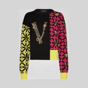 范思哲/Versace 拼接图案毛衣 A84859-A232190_A7000