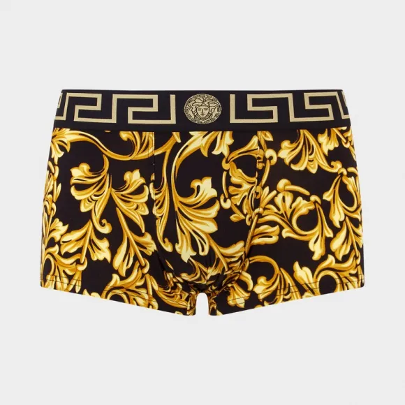 范思哲/Versace Baroque Medusa 平角内裤 - 黑色+金色 三角底裤 AUU05013-AV00174_A732