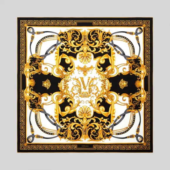 Versace  V-Barocco印花桑蚕丝方巾 IFO9001-A233525_A7902