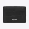 伊夫圣罗兰/Yves Saint laurent 经典SAINT LAURENT PARIS黑色鳄鱼压纹皮革名片套 361730