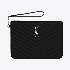 伊夫圣罗兰/Yves Saint laurent monogram黑色绗缝真皮零钱袋 379039CWU021000