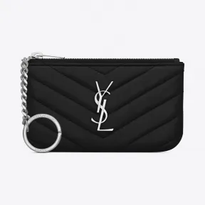 伊夫圣罗兰/Yves Saint laurent monogram黑色提花真皮制钥匙包 438386CWU021000