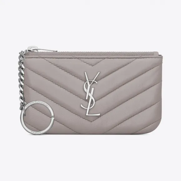伊夫圣罗兰/Yves Saint laurent MONOGRAM key pouch in mouse-gray matela