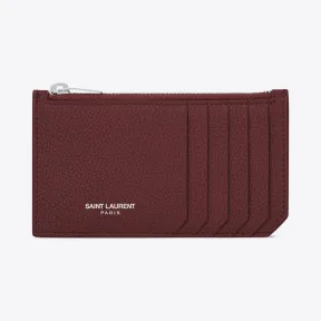 伊夫圣罗兰/Yves Saint laurent FRAGMENTS暗红色粒纹真皮拉链袋 458583B680N6219