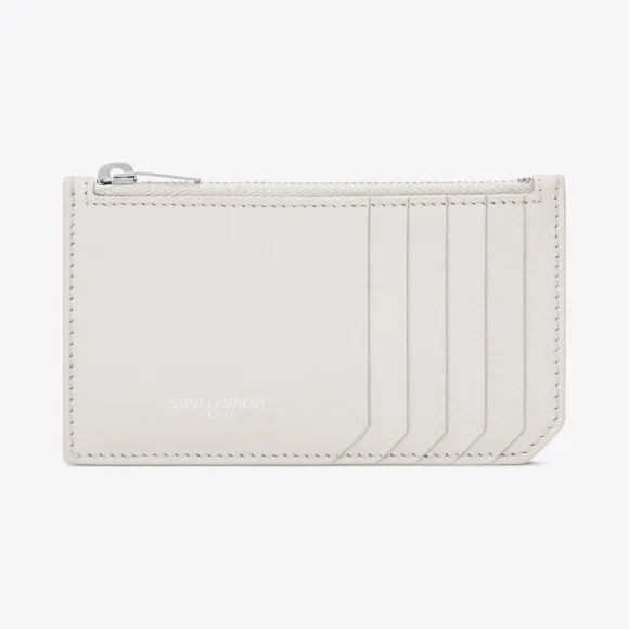 伊夫圣罗兰/Yves Saint laurent 经典SAINT LAURENT PARIS鸽白色粒纹皮革5片段拉链包 4585