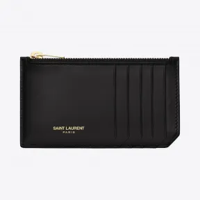 伊夫圣罗兰/Yves Saint laurent 经典圣罗兰5片拉链包，采用黑色皮革 458589B9L0J1000