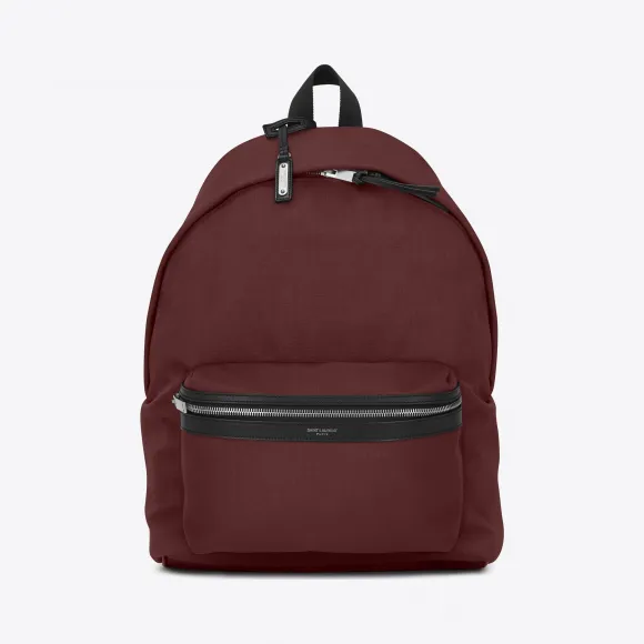 伊夫圣罗兰/Yves Saint laurent CITY backpack in dark red nylon canvas 