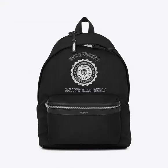 伊夫圣罗兰/Yves Saint laurent 黑色和白色CITY SAINT LAURENT UNIVERSITÉ印花背包 