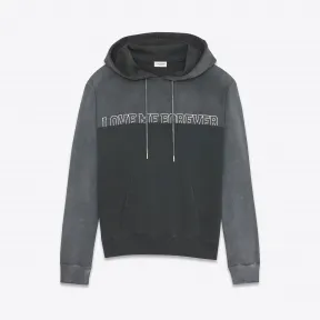 伊夫圣罗兰/Yves Saint laurent “LOVE ME FOREVER OR NEVER”图案水洗暗灰色和黑色法国毛