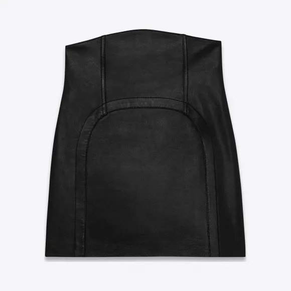 伊夫圣罗兰/Yves Saint laurent 黑色复古真皮高腰修身裙 467965YC2FZ1000