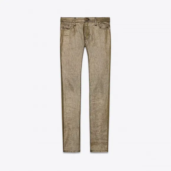 伊夫圣罗兰/Yves Saint laurent 金色弹力低腰紧身牛仔裤 484345Y869L8000