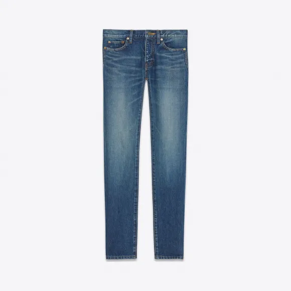 伊夫圣罗兰/Yves Saint laurent 复古深蓝色低腰紧身牛仔裤 484345Y883L4840