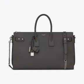 伊夫圣罗兰/Yves Saint laurent SOFT DAY BAG Duffle 36袋采用灰色沥青纹理皮革制成 491