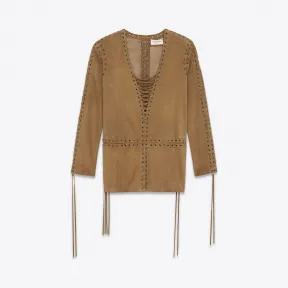 伊夫圣罗兰/Yves Saint laurent 烟草绒面革系带长衫 496845YC2LW2631