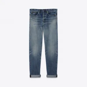 伊夫圣罗兰/Yves Saint laurent 宽松牛仔裤，穿着褪色的蓝色牛仔布 500170YA8624418