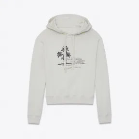 伊夫圣罗兰/Yves Saint laurent 这款刺绣连帽衫采用WAITING FOR SUNSET印花，采用米白色羊毛制成