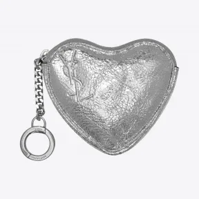 伊夫圣罗兰/Yves Saint laurent 这款钥匙包采用铂金皱纹皮革制成 5063020HW0N8106