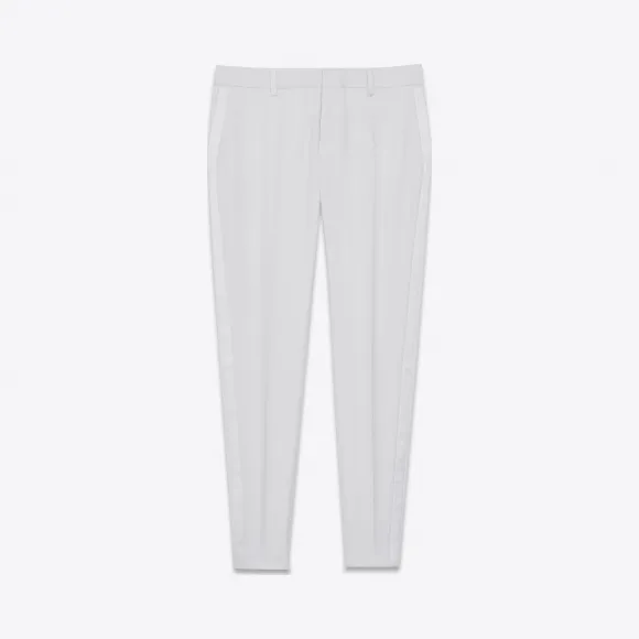 伊夫圣罗兰/Yves Saint laurent 标志性le smoking黑色颗粒纹理初剪羊毛制直筒裤 516111Y512W