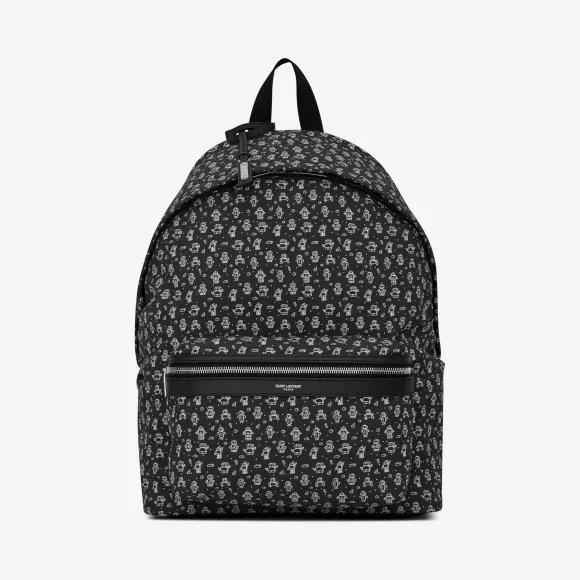 伊夫圣罗兰/Yves Saint laurent CITY canvas backpack with robot print 5