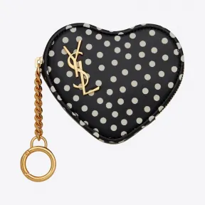 伊夫圣罗兰/Yves Saint laurent 波点皮革心形钥匙包