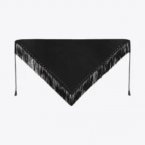 伊夫圣罗兰/Yves Saint laurent 流苏边星形饰钉麂皮三角巾 5531433YA391081