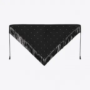 伊夫圣罗兰/Yves Saint laurent 流苏边瑞士风格星形饰钉麂皮三角巾 5603613YA391081