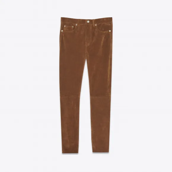 伊夫圣罗兰/Yves Saint laurent 复古绒面革九分直筒裤 605147YC2AY2104