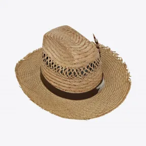 伊夫圣罗兰/Yves Saint laurent 男士 皮革和羽毛西部牛仔草帽 6106784YE499564