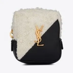 伊夫圣罗兰/Yves Saint laurent jamie混纺粗花呢和皮革立方体吊坠 6699642RL919060