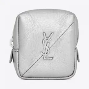 伊夫圣罗兰/Yves Saint laurent JAMIE褶皱金银丝皮革立方体吊坠 669964AAAD48106