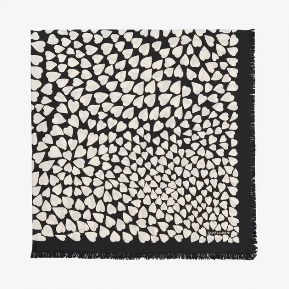 伊夫圣罗兰/Yves Saint laurent 桑蚕丝斜纹心形印花方巾 6830753Y0521078